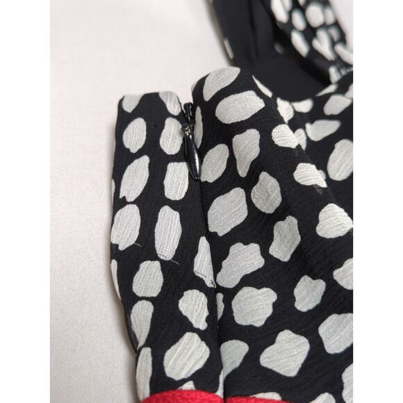 Ann Taylor Silk Cotton Colorblock Sheath Dress Black Red Polka Dot 0 - Picture 10 of 13